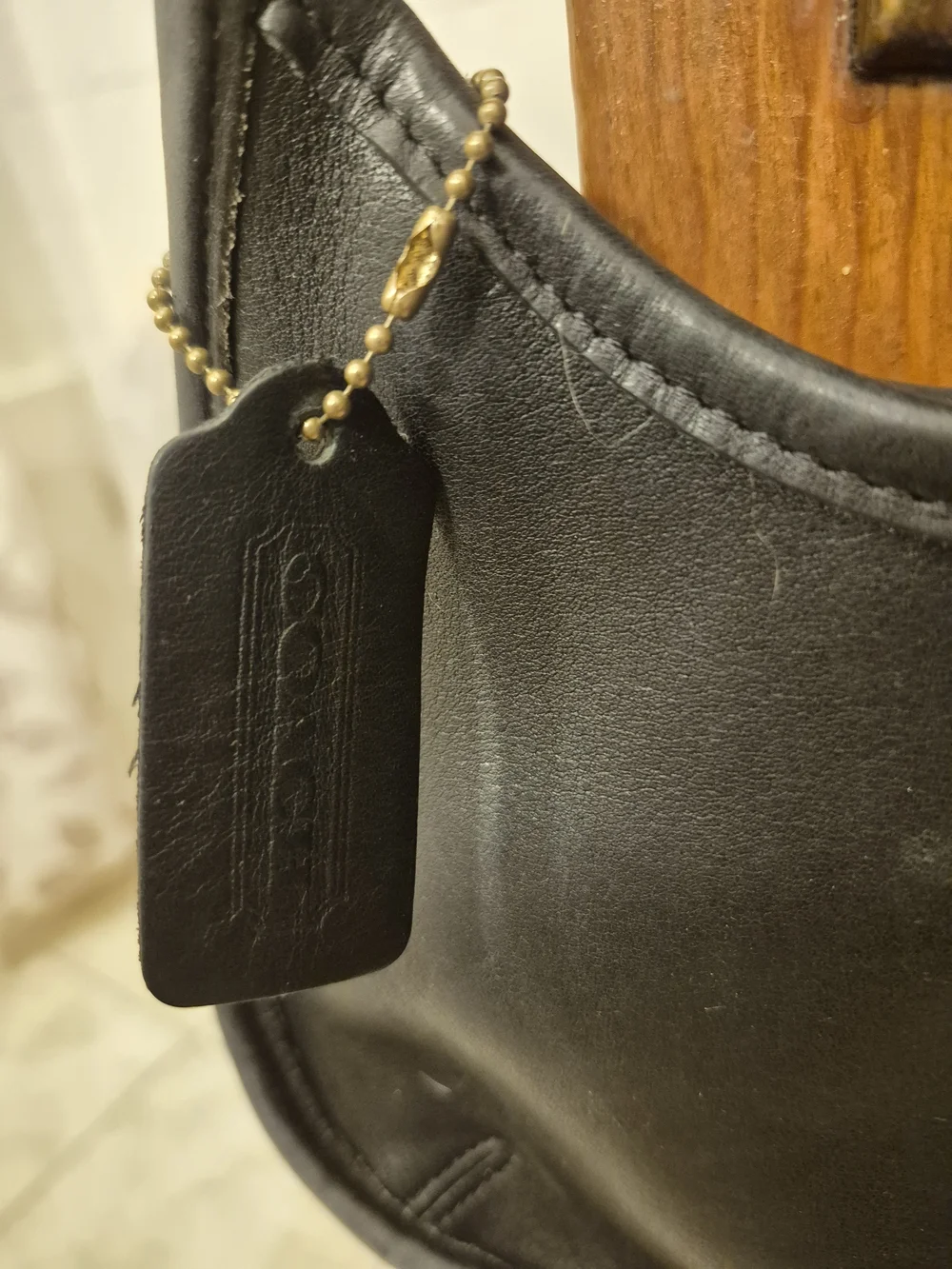 Vintage Rare Coach Ergo 9027 Black Leather Crescent Shoulder Bag